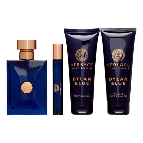 versace blue set|versace 4 piece gift set.